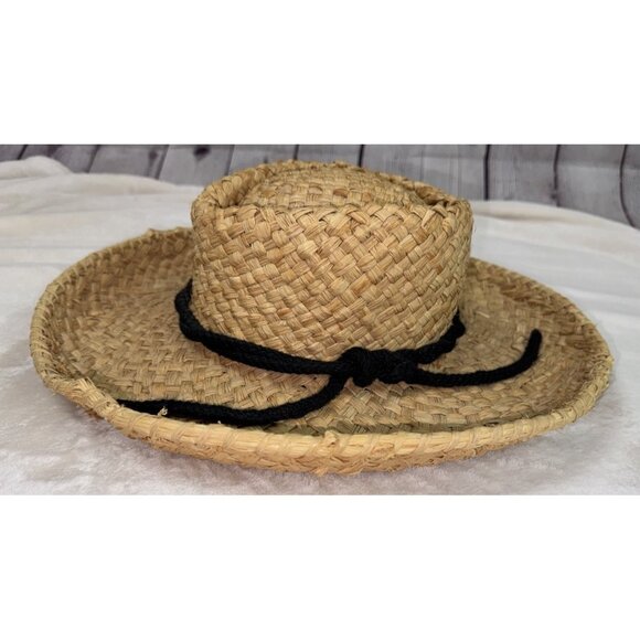 HELEN KAMINSKI Original Raffia Straw Hat Womens One Size Natural Black Tie main image 5